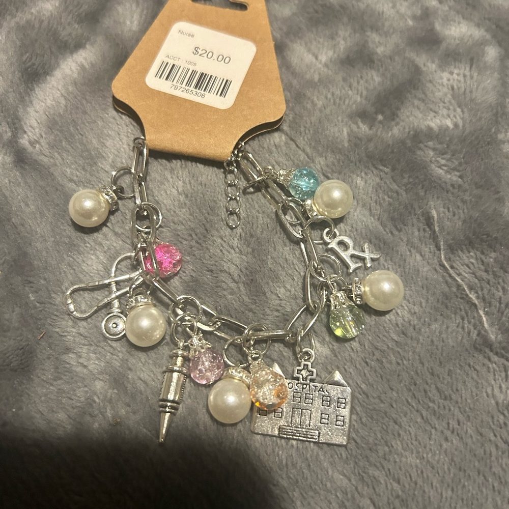 Silver Charm Bracelet with Colorful Beads